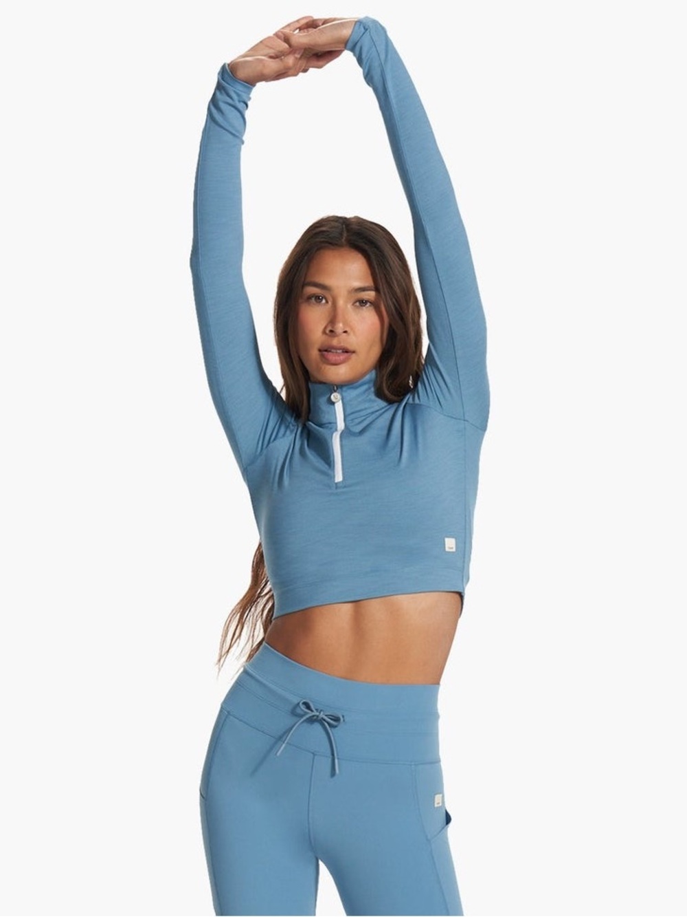 Vuori Lux Rib Half Zip in Stillwater, Size S